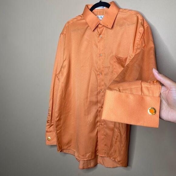 Karl Knox Men's Single Needle Tailoring Dress Shirt Cuff Link Sleeves Size 17.5‎ - Picture 1 of 6